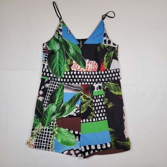 CLOVER CANYON Romper Womens S Small Patchwork Abstract Floral Print MISSING BELT - Picture 2 of 13